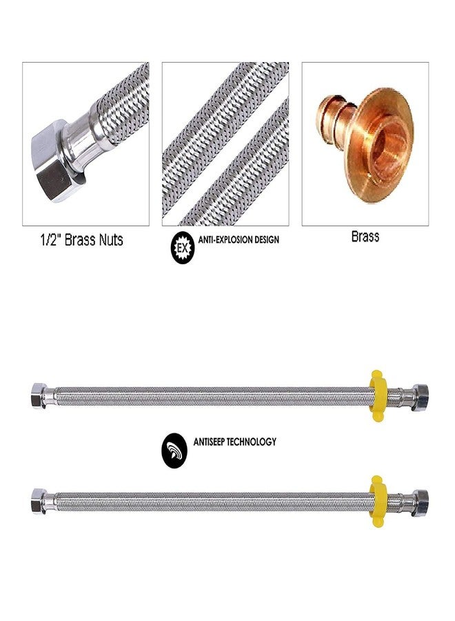 SELLZY أنبوب توصيل شديد التحمل من سيلزي SS-304 لحوض الغسيل، سخان المياه، الماء الساخن والبارد، خلاط الحوض | أنبوب توصيل مرن مانع للتسرب | مقاوم للصدأ، متين، عمر طويل (18 بوصة، أسود (عبوة من قطعتين)) - Image 3
